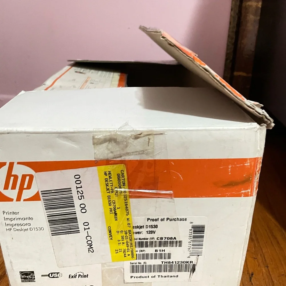 HP Deskjet Printer with Blue and Orange Box